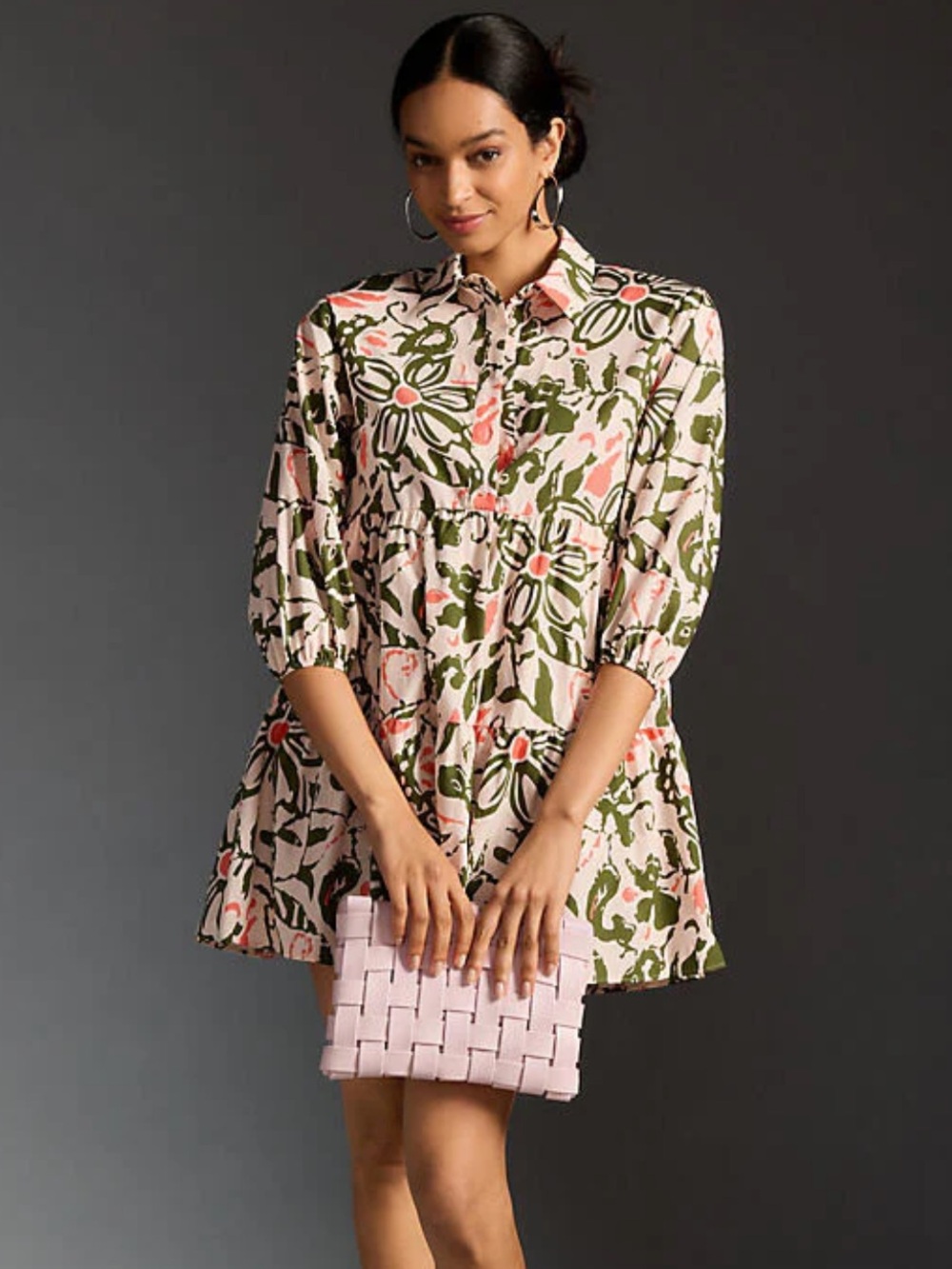 Anthropologie Bettina Tiered Mini Shirt Dress by Maeve | EXTRA SMALL
